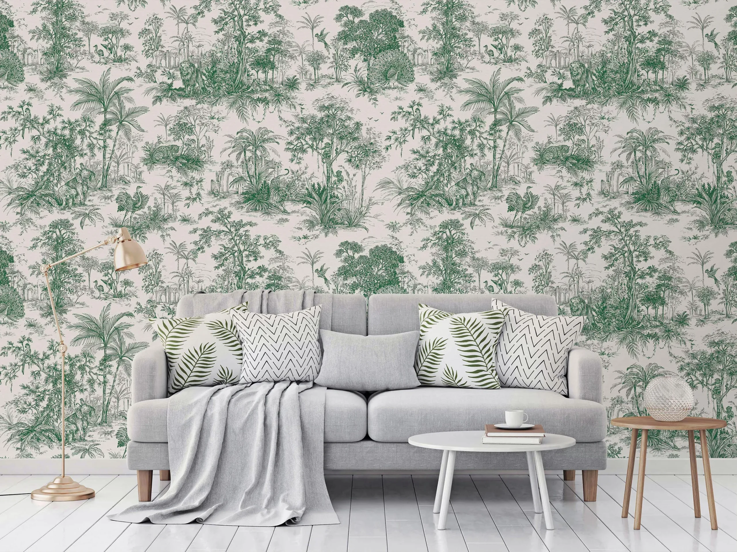 White Embossed Wallpaper – Jungle Forest (9909-3)